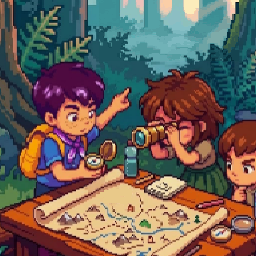 Grupo de scouts planeando sobre un mapa